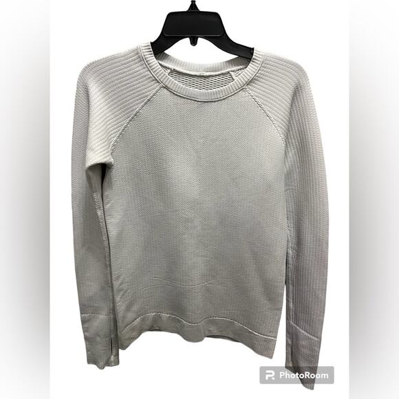 Lululemon Women’s Top Shirt Long Ribbed Textured Sleeve Bone White Small No Tags - Picture 1 of 8